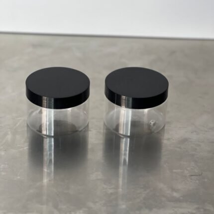 250ml flat transparent cup with black cover